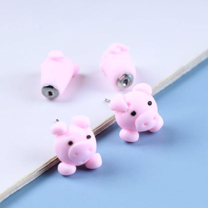 Pink pig post earrings