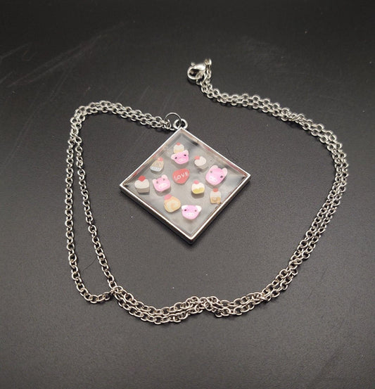 Piggy Bezel charm with chain #1