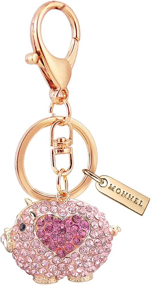 Pave crystal pig key ring or backpack charm