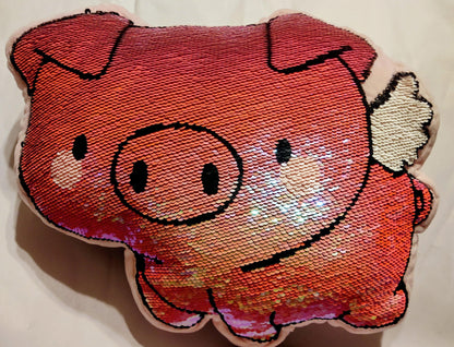 Sequined Angel Pig Pillow