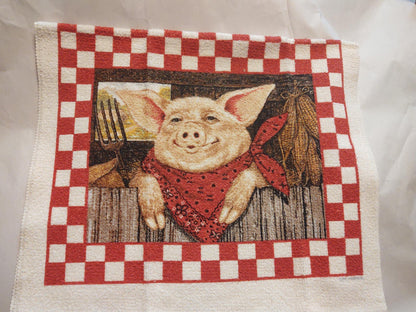 Pair of pig dish towels