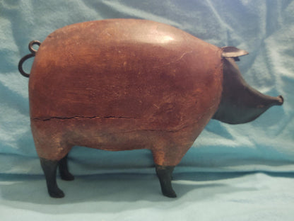Wood and Metal Decorative Pig