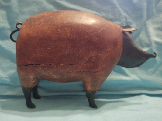 Wood and Metal Decorative Pig