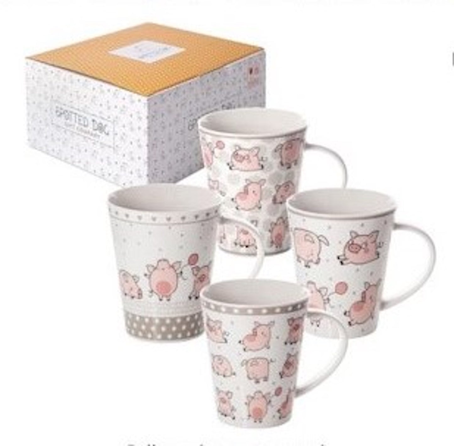Piggy tea kettle and mugs