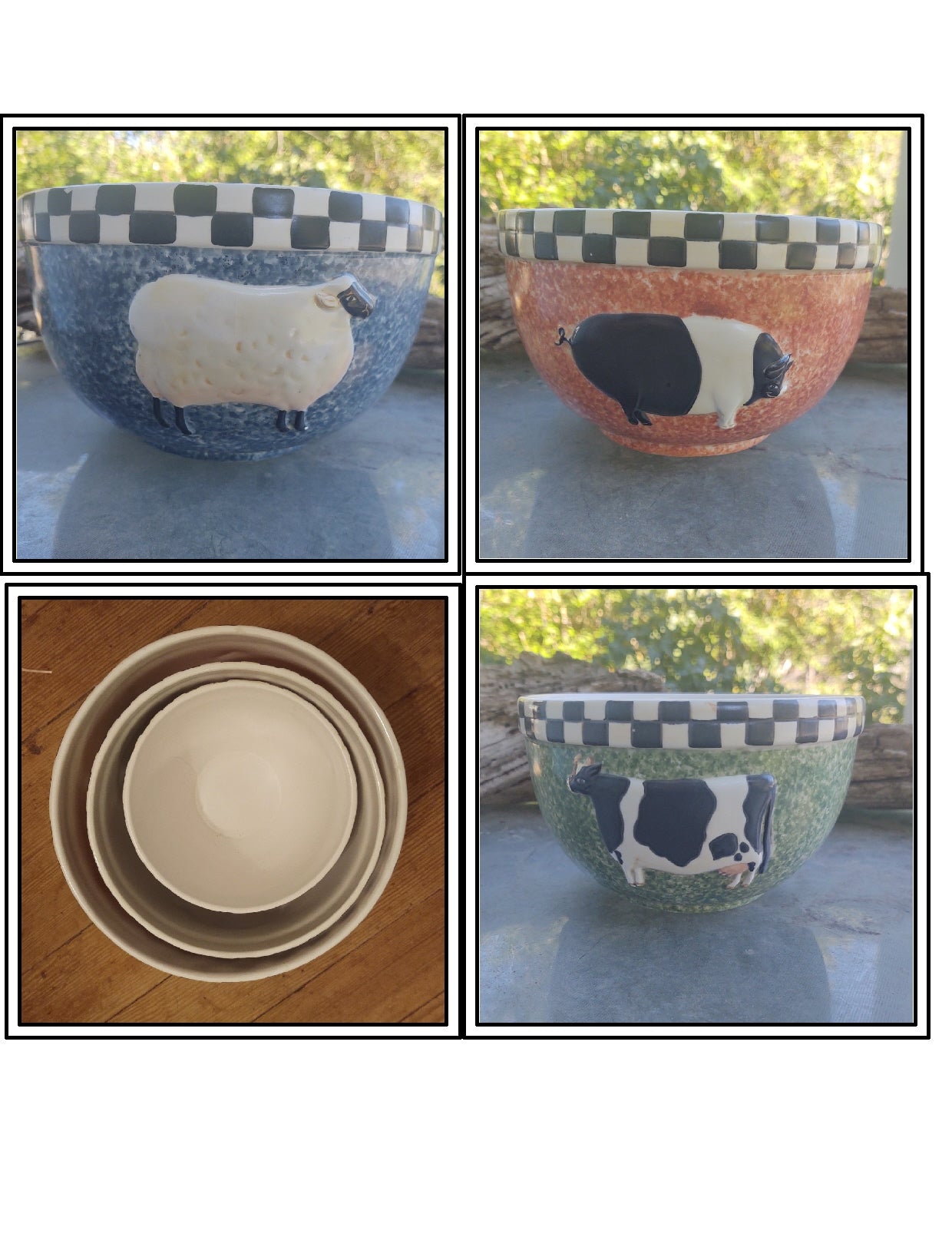 Nesting farm animal bowls